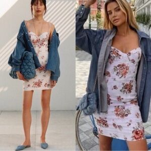 NWT H&M x Brock Collection Bustier Corset Sweetheart Floral Dress Size Large